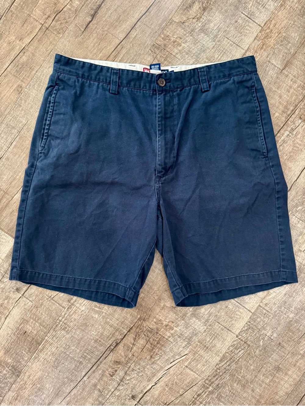 Chaps Chino Shorts 36 Navy Mens Flat Front Casual Cotton Shorts Classic Fit